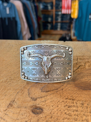 Nocona Aztec Skull Belt Buckle Silver - Cowboy SwaggerNocona Aztec Skull Belt Buckle Silver