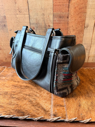 Nocona Charlene Small Conceal Carry Satchel – Black Southwestern Blanket Bag - Cowboy SwaggerNocona Charlene Small Conceal Carry Satchel – Black Southwestern Blanket Bag