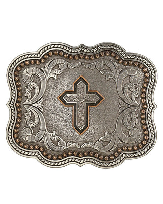 Nocona Cross Motif Western Belt Buckle – Antique Silver & Copper Finish (Style 37911) - Cowboy SwaggerNocona Cross Motif Western Belt Buckle – Antique Silver & Copper Finish (Style 37911)