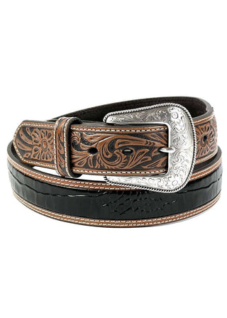 Nocona Gator Belly Tooled Black Belt - Cowboy SwaggerNocona Gator Belly Tooled Black BeltBelts