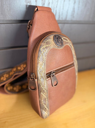 Nocona Ivy Western Sling Crossbody Bag with Concho – Brown - Cowboy SwaggerNocona Ivy Western Sling Crossbody Bag with Concho – Brown