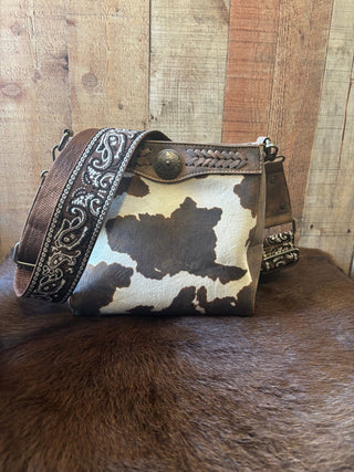 Nocona Jessi Ray Braided Cow Print Crossbody Purse with Concho - Cowboy SwaggerNocona Jessi Ray Braided Cow Print Crossbody Purse with Concho