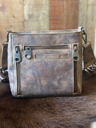 Nocona Jessi Ray Braided Cow Print Crossbody Purse with Concho - Cowboy SwaggerNocona Jessi Ray Braided Cow Print Crossbody Purse with Concho