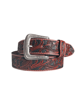 Nocona Men’s Hand - Tooled Floral Leather Belt – Black & Brown - Cowboy SwaggerNocona Men’s Hand - Tooled Floral Leather Belt – Black & Brown