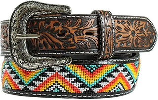 Nocona Belts Nocona Women's Rainbow Color Zig Zag Leather Tooled Belt