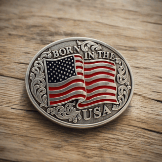 Nocona Oval Smooth Edge Flag Born in The USA Buckle - Cowboy SwaggerNocona Oval Smooth Edge Flag Born in The USA BuckleAccesories