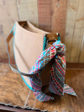 Nocona Priscilla Conceal Carry Shoulder Bag – Tan with Turquoise Whipstitch & Twilly - Cowboy SwaggerNocona Priscilla Conceal Carry Shoulder Bag – Tan with Turquoise Whipstitch & Twilly