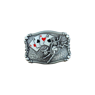 Nocona Skeleton Bull Rider Aces Western Belt Buckle - Cowboy SwaggerNocona Skeleton Bull Rider Aces Western Belt BuckleBelt Buckles