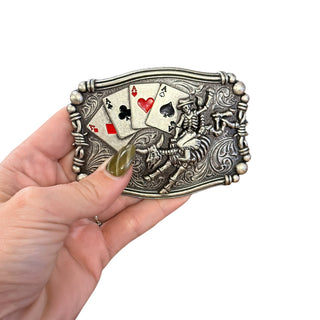 Nocona Skeleton Bull Rider Aces Western Belt Buckle - Cowboy SwaggerNocona Skeleton Bull Rider Aces Western Belt BuckleBelt Buckles