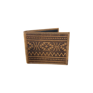 Nocona Southwest Aztec Embossed Leather Bifold Wallet Brown - Cowboy SwaggerNocona Southwest Aztec Embossed Leather Bifold Wallet BrownWallets & Money Clips