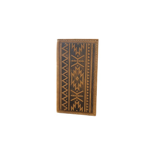 Nocona Southwest Aztec Embossed Leather Rodeo Wallet, front view