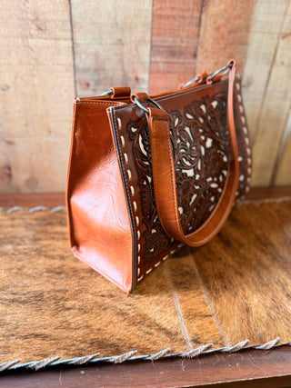 Nocona Western June Small conceal carry Shoulder Bag Tooled Sequin Underlay - Cowboy SwaggerNocona Western June Small conceal carry Shoulder Bag Tooled Sequin Underlay