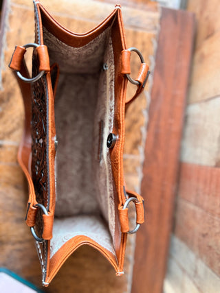 Nocona Western June Small conceal carry Shoulder Bag Tooled Sequin Underlay - Cowboy SwaggerNocona Western June Small conceal carry Shoulder Bag Tooled Sequin Underlay