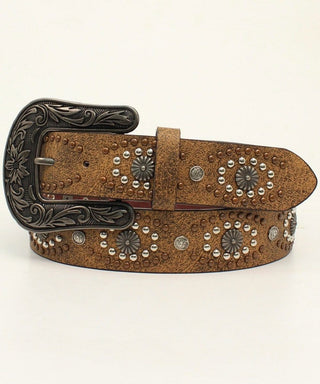 Nocona Women’s Distressed Leather Belt with Starburst Conchos & Copper Buckle – N3411002 - Cowboy SwaggerNocona Women’s Distressed Leather Belt with Starburst Conchos & Copper Buckle – N3411002Belts