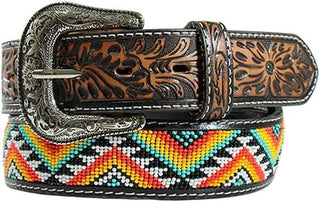 Nocona Women's Rainbow Color Zig Zag Leather Tooled Belt - Cowboy SwaggerNocona Women's Rainbow Color Zig Zag Leather Tooled BeltBelts