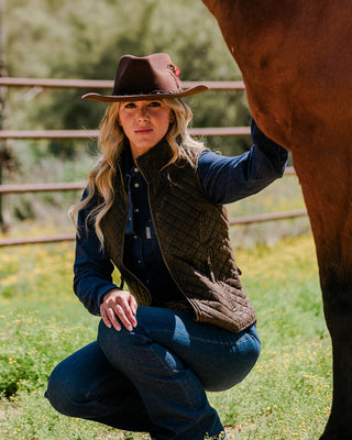 Outback Trading Co. Women’s Brisbane Oilskin Quilted Vest - Cowboy SwaggerOutback Trading Co. Women’s Brisbane Oilskin Quilted VestWomen's Outerwear