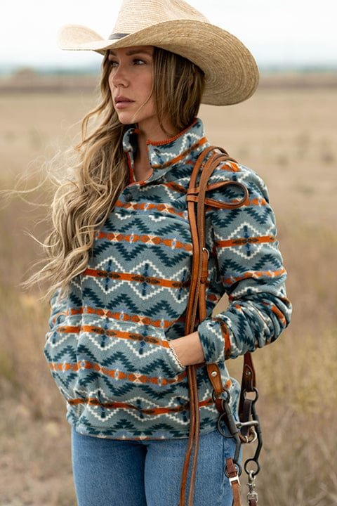 Outback Trading Women’s Delaney Henley Fleece Pullover (40227) – Cowboy ...