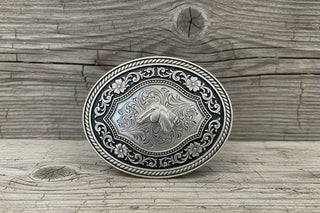 Oval Rope Edge Horse Head Belt Buckle – Scrolling Silver Western Buckle - Cowboy SwaggerOval Rope Edge Horse Head Belt Buckle – Scrolling Silver Western Buckle