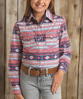 Panhandle Girl’s Southwest Print Snap Shirt - Cowboy SwaggerPanhandle Girl’s Southwest Print Snap ShirtShirts & Tops