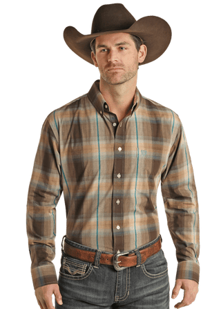 Panhandle Men’s Long Sleeve 1 Pocket Plaid Button Down - Cowboy SwaggerPanhandle Men’s Long Sleeve 1 Pocket Plaid Button Down