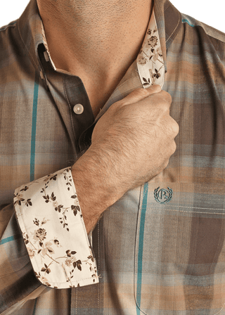 Panhandle Men’s Long Sleeve 1 Pocket Plaid Button Down - Cowboy SwaggerPanhandle Men’s Long Sleeve 1 Pocket Plaid Button Down