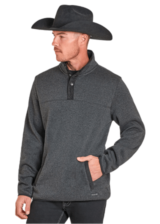 Panhandle Men’s Melange Henley Pullover – Black Long Sleeve Western Pullover Shirt - Cowboy SwaggerPanhandle Men’s Melange Henley Pullover – Black Long Sleeve Western Pullover Shirt