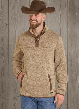 Panhandle Men’s Melange Henley Pullover – Tan Long Sleeve Western Pullover Shirt - Cowboy SwaggerPanhandle Men’s Melange Henley Pullover – Tan Long Sleeve Western Pullover Shirt
