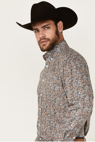 Panhandle Men's Paisley Print Long Sleeve Button - Down Stretch Western Shirt - Cowboy SwaggerPanhandle Men's Paisley Print Long Sleeve Button - Down Stretch Western Shirt