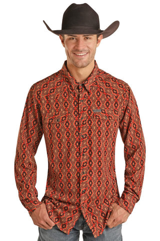 Panhandle Performance Men’s Slim Fit Aztec Print Western Snap - Cowboy SwaggerPanhandle Performance Men’s Slim Fit Aztec Print Western Snap