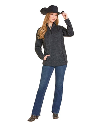 Panhandle Slim Women’s Black Melange Western Pullover - Cowboy SwaggerPanhandle Slim Women’s Black Melange Western Pullover