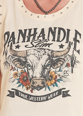 Panhandle Slim Women’s Natural Steer Head Studded Tank - Cowboy SwaggerPanhandle Slim Women’s Natural Steer Head Studded TankShirts & Tops