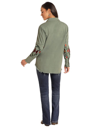 Panhandle Women Olive Embroidered Shacket - Cowboy SwaggerPanhandle Women Olive Embroidered Shacket