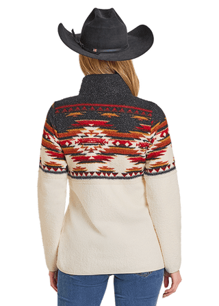 Panhandle Women’s Aztec Border Berber Pullover – Black & Cream - Cowboy SwaggerPanhandle Women’s Aztec Border Berber Pullover – Black & Cream