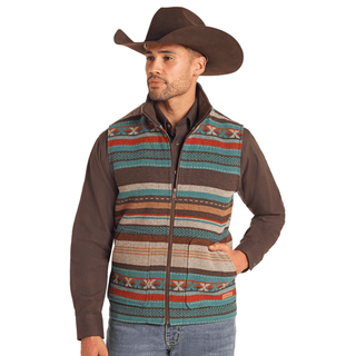 Powder River Outfitters Men's Aztec Stripe Wool Vest - Cowboy SwaggerPowder River Outfitters Men's Aztec Stripe Wool VestVest
