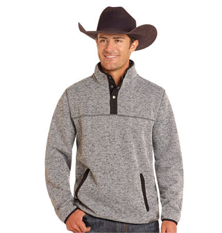 Powder River Outfitters Men's Melange Pullover Black and Grey - Cowboy SwaggerPowder River Outfitters Men's Melange Pullover Black and Grey