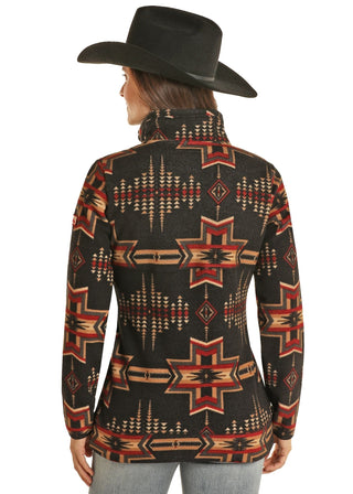 Powder River Outfitters Shirts & Tops Powder River Womens Black Aztec Printed Fleece Pullover