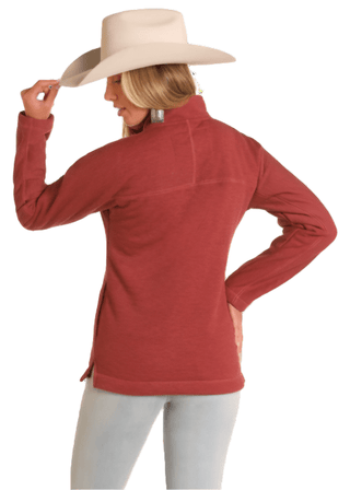 Powder River Women's 1/4 Zip Berber Lined Rose Sweater - Cowboy SwaggerPowder River Women's 1/4 Zip Berber Lined Rose SweaterShirts & Tops
