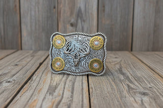 Rectangle Rope Edge Shotgun Shell & Buck Buckle – Western Belt Buckle - Cowboy SwaggerRectangle Rope Edge Shotgun Shell & Buck Buckle – Western Belt Buckle