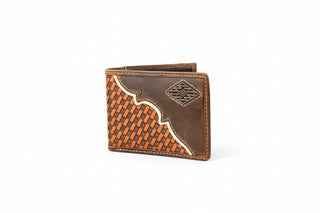 Red Dirt Hat Co Basket Weave Leather Bifold Wallet with Concho - Cowboy SwaggerRed Dirt Hat Co Basket Weave Leather Bifold Wallet with Concho