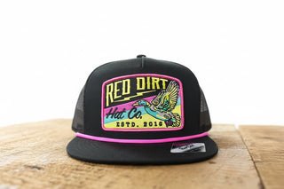 Red Dirt Hat Co Neon Duck Logo Patch Snapback Trucker Hat – Black - Cowboy SwaggerRed Dirt Hat Co Neon Duck Logo Patch Snapback Trucker Hat – Black
