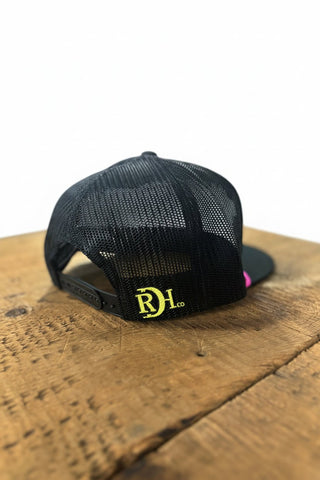 Red Dirt Hat Co Neon Duck Logo Patch Snapback Trucker Hat – Black - Cowboy SwaggerRed Dirt Hat Co Neon Duck Logo Patch Snapback Trucker Hat – Black