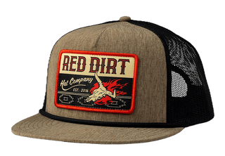 Red Dirt Hat Co. RDHC - 452 Hat – Brown Front with Black Mesh and Bull Skull Logo Snapback - Cowboy SwaggerRed Dirt Hat Co. RDHC - 452 Hat – Brown Front with Black Mesh and Bull Skull Logo Snapback