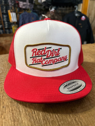 Red Dirt Hat Company Belt Buckle Patch Snapback Hat – Style 217 (Red/White/Red) - Cowboy SwaggerRed Dirt Hat Company Belt Buckle Patch Snapback Hat – Style 217 (Red/White/Red)
