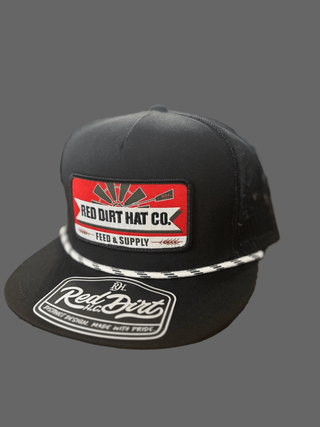 Red Dirt Hat Company Feeding Time Patch Cap – Black Flat Bill Snapback - Cowboy SwaggerRed Dirt Hat Company Feeding Time Patch Cap – Black Flat Bill SnapbackBallcap