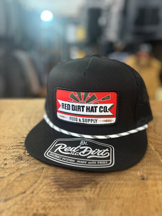 Red Dirt Hat Company Feeding Time Patch Cap – Black Flat Bill Snapback - Cowboy SwaggerRed Dirt Hat Company Feeding Time Patch Cap – Black Flat Bill Snapback