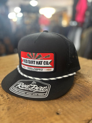 Red Dirt Hat Company Feeding Time Patch Cap – Black Flat Bill Snapback - Cowboy SwaggerRed Dirt Hat Company Feeding Time Patch Cap – Black Flat Bill Snapback