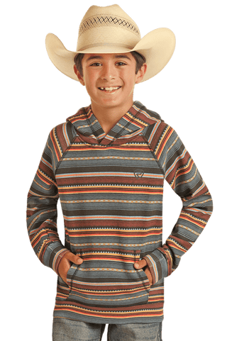 Rock and Roll Boy's Blue Striped Hoodie - Cowboy SwaggerRock and Roll Boy's Blue Striped HoodieBoys