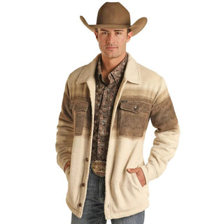 Rock and Roll Denim Coats & Jackets Rock and Roll Men’s Border Stripe Shirt Jacket Brown