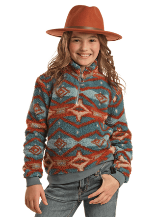 Rock And Roll Girls Sherpa Pullover - Cowboy SwaggerRock And Roll Girls Sherpa Pullover