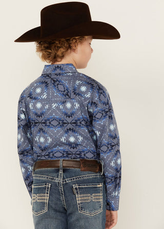 Rock & Roll Boy's Bright Southwestern Print Long Sleeve Pearl Snap Western Shirt - Cowboy SwaggerRock & Roll Boy's Bright Southwestern Print Long Sleeve Pearl Snap Western ShirtBoys
